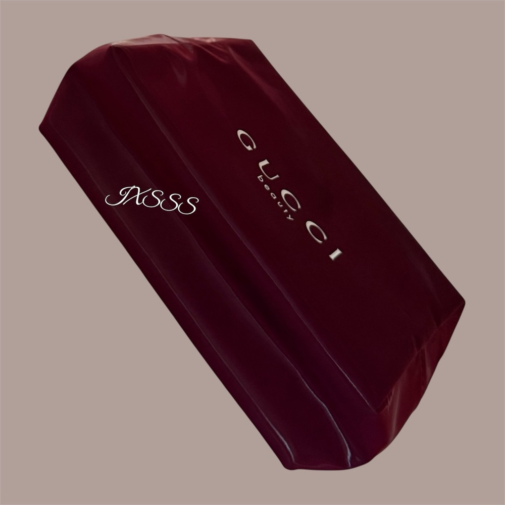 Burgundy Gucci Beauty Compact Mirror + Cosmetic Pouch/Circle Case Trio SET - Picture 15 of 16